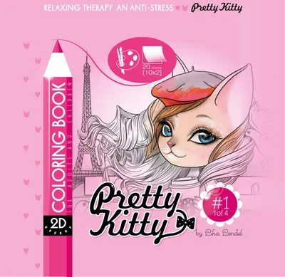 Zdjęcie produktu dla Kolorowanka antystresowa 200x200 mm, 20 kartek usztywniana 2D brokat Pretty Kitty 1