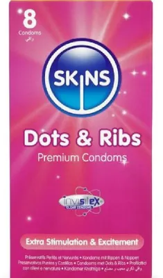 Zdjęcie produktu dla Skins - Dots & Ribs Premium Prezerwatywy Opakowanie 8