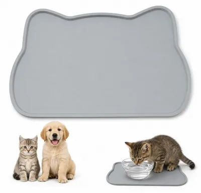 Futtermatte für Hunde und Katzen, Silikon, Dunkelgrau