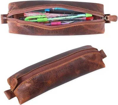 Productafbeelding van Famanu lederen etui in vintage stijl, voor heren en dames - zwart
