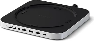 Image de Satechi USB-C Stand/hub Mac mini/Studio (SSD) – Connecteur USB-C – 3 Ports de données USB-A – Lecteurs de cartes Micro/SD