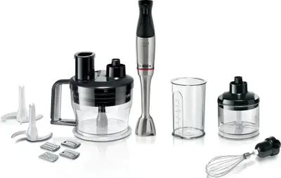Immagine prodotto di Mixer Bosch MSM6M871, SER6, Mixer, ErgoMaster, 1200 W, controllo dinamico della velocità, QuattroBlade System Pro, incluso mixer, robot da cucina, misurino, tritatutto e frusta in acciaio inox