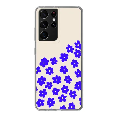 Produktbild von MuchoWow® Handyhülle Schutzhülle Hülle für Samsung Galaxy S21 Ultra Blume - Blau - Muster Silikon Softcase Handy Hülle - Mobiltelefon
