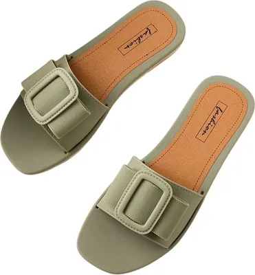 Produktbild von Damen Pantoletten Slipper Badeschuhe Badelatschen Hausschuhe Grün Gr.38/39
