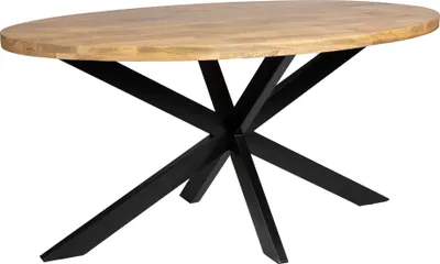 Produktbild von Zita Home Esstisch 170cm ovale echtes Massivholz mit Metallgestell