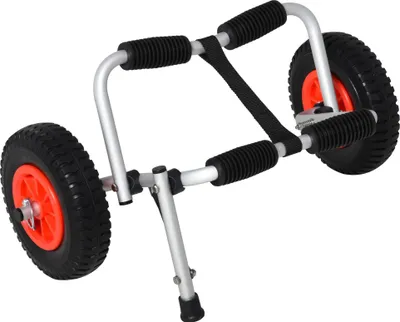 Image de Chariot pour kayak - Chariot de transport - Pliable - Capacité de charge 75 kg - Universel - Avec roues pour kayak/canoë - 57,5 x 33 x 24 cm - Argent