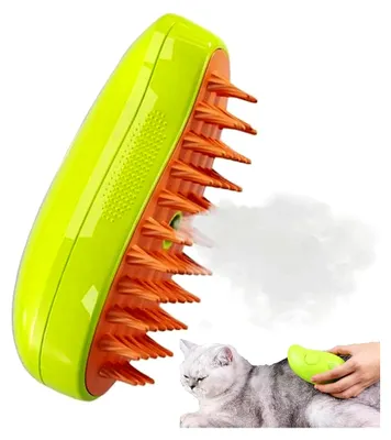 Produktbild von Dampfbürste für Katzen, 3-in-1-Dampfbürste zur Fellpflege, selbstreinigende Katzenbürste für langhaarige Katzen