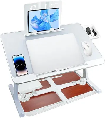 Image de Table de travail sans fil - Flexible et portable - Avec un cadre léger en aluminium - Idéale pour le télétravail.