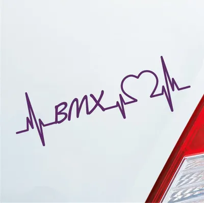 Produktbild von Auto Aufkleber BMX Herzschlag Radsport Freizeit Sport Liebe 19x6 cm Lila Sticker Heckscheibenaufkleber