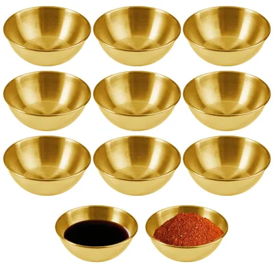10er-Set goldene Mini-Dippschalen aus Edelstahl, 8,2×3 cm