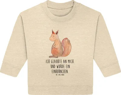 Produktbild von Mr. & Mrs. Panda Organic Baby Pullover Einhorn Glauben 6. - 12. Monat - Natural Raw - Geschenk, Einhörner, Eichhorn, Bullover, Einhörnchen, Unicorn, Eichhörnchen