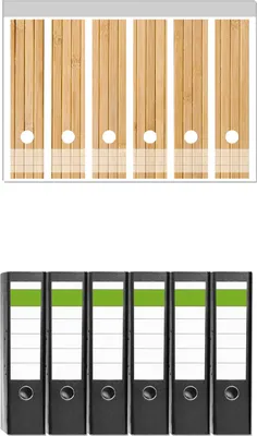 Produktbild von Wallario 6 Stück breite Ordner inkl. Klebeetiketten mit Motive Holzpanele hell -  Set mit Rückenschildern / Ordnerrücken Stickern