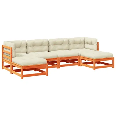 Produktbild von Design 6-tlg. Garten-Sofagarnitur mit Kissen Wachsbraun Kiefernholz, Gartenmöbel-Sets 2024 Neu