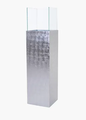 Image de Photophore VIVANNO en composite aluminium CANDELA rectangulaire, aspect feuille d'argent brillant - 25 x 25 x 100 cm