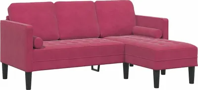 Produktbild von vidaXL Sofa Set mit Kissen Weinrot Polyester