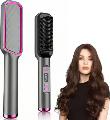 Produktbild von Professionelle Glätt- & Lockenbürste, 2-in-1, Negativ-Ionen, Haarpflege, Anti-Verbrennung, PTC-Heizung, 30s Schnellaufheizung