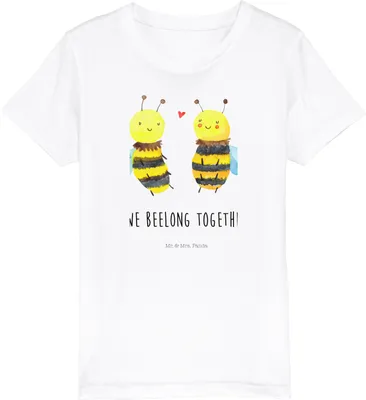 Produktbild von Mr. & Mrs. Panda Kleinkinder T-Shirt Biene Verliebt 7-8 Jahre (122/128) - Weiß - Geschenk, Mädchen, Kinder, Kindershirt, Bio