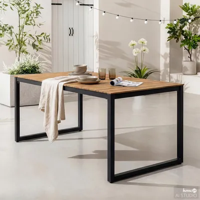 Produktbild von home24 Gartentisch - Akazie Massiv / Stahl - Braun / Schwarz