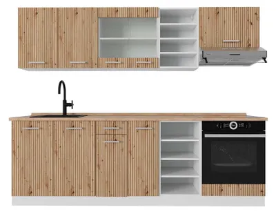 Image de Cuisine Vicco R-Line Artisan chêne/blanc 240cm , PT Chêne, Model 49002