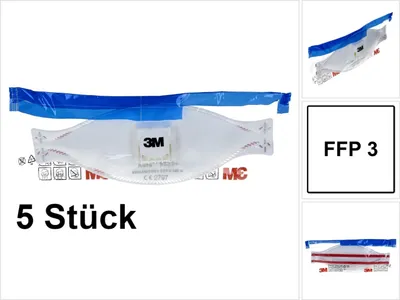 Zdjęcie produktu dla 3M 9332PRO5, Półmaska, Respirator oczyszczający powietrze, FFP3, Gaz i olej, Główna produkcja, Konserwacja przemysłowa, Biały, CE