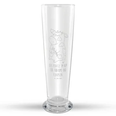 Produktbild von Mr. & Mrs. Panda Bierglas Kuh - Transparent - Geschenk, Hof, Träume, Weißbierglas, Bauernhof, Weizen Glas, Spruch, Weizenbier, Mr Mrs Weizenglas, Milch, Bier