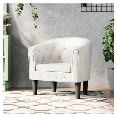 Produktbild von Clubsessel Weiß Kunstleder Cocktailsessel Loungesessel Schlafzimmerstuhl