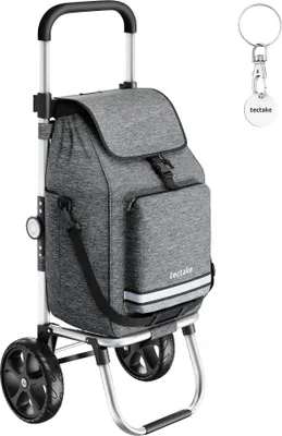 Image de Chariot de courses Shopper, 3 en 1, pliable, avec sac isotherme - gris