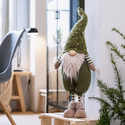 Image de Lutin "Nils" en vert, 62 cm de haut, Figurine décorative
