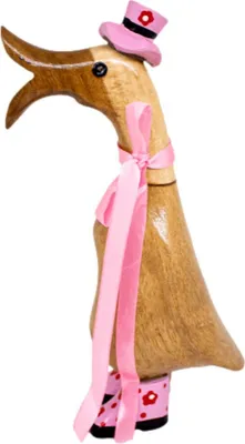 Produktbild von Laufente Pink Lady 22 cm, Ente Rosa Dame, Teak Holz Ente Rosa Dame, wodden Duck Pink Lady