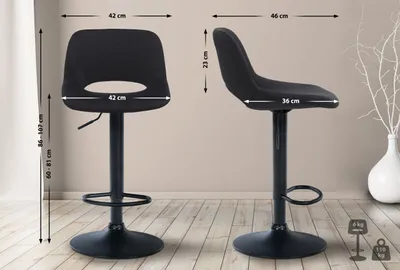 Produktbild von 2er Set Barhocker Camden Samt schwarz schwarz