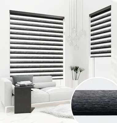 Produktbild von PREMIUM DOPPELROLLO BH3106 schwarz verlaufend mit Alu Kassette (130x220 cm, Kassettenfarbe: silber matt)