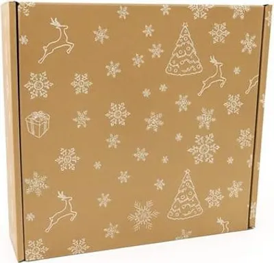 Zdjęcie produktu dla Karton Świąteczny 320x320x100mm Śnieżynki Renifery