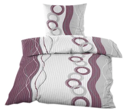 Produktbild von Seersucker Bettwäsche 135x200 2tlg. mit Reißverschluss in Violett Weiss mit Kreismuster