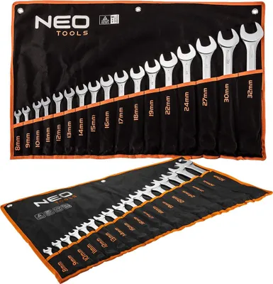 Zdjęcie produktu dla NEO TOOLS Klucze płasko-oczkowe 8-32 mm, zestaw 17 szt.