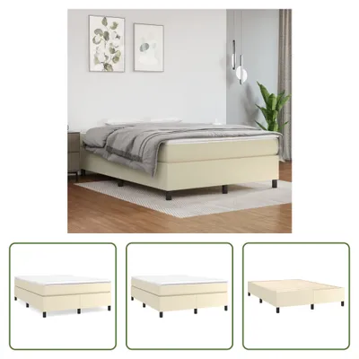 Produktbild von The Living Store Boxspringbett mit Matratze Creme 140x190 cm Kunstleder