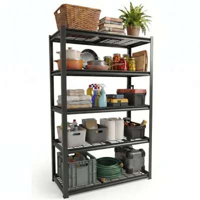 Produktbild von Schwerlastregal Metall 1000kg, 5 Böden, Garagenregal Lagerregal Kellerregal verstellbar, 183x90x40cm, Robustes Metallregal für Werkstatt & Speisekam