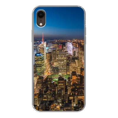 Produktbild von MuchoWow® Handyhülle Schutzhülle Hülle für iPhone XR New York - Farben - Nacht Silikon Softcase Handy Hülle - Schutzdeckel