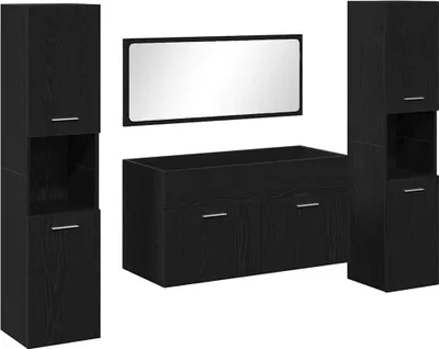 Produktbild von vidaXL Badezimmermöbel-Set 4 pcs Schwarz Eichen-Optik Holzwerkstoff