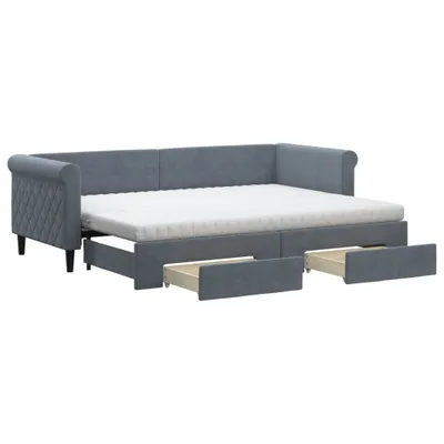 Zdjęcie produktu dla VidaXL 3197837, sofa rozkładana, Szary, Pianka, Metal, Poliester, Drewno, 2290 mm, 900 mm