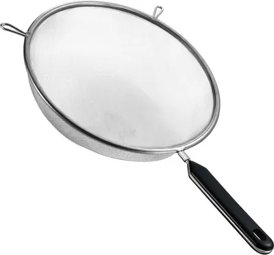 Produktbild von Fackelmann Sieb ? 16 cm, Kš¹chensieb aus Doppelverzinntem Stahl, feinmaschiger Seiher mit Griffeinlage aus Kunststoff (Farbe: Schwarz/Silber), Menge: 1 Stš¹ck