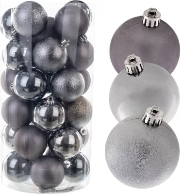 Produktbild von KADAX Weihnachtskugeln aus Kunststoff,Set aus 30 Kuglen, Graphit