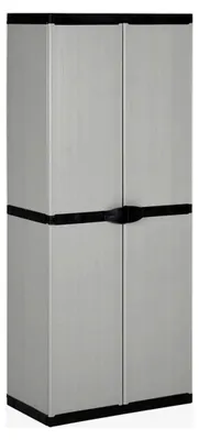 Produktbild von Gartenschrank Balkon Regal PVC PP Grau Schwarz 68x40x168cm mit Sicherheitsschloss
