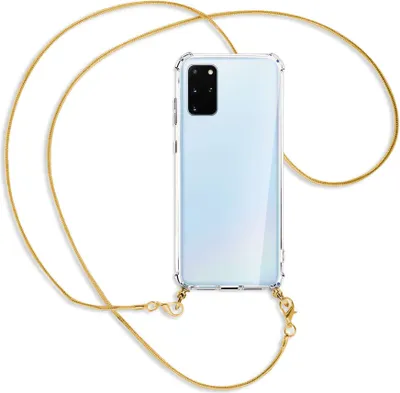 Produktbild von Handykette Backcover-Schutzhülle mit Band (Metall goldfarben) für Samsung Galaxy S20 Plus - goldfarbene Kette Snake