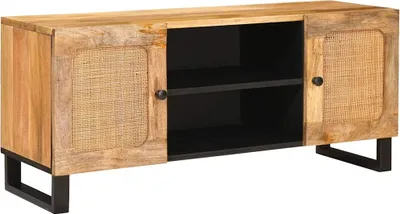 Produktbild von "Schlussverkauf" TV-Schränk hochwertigem - TV-Lowboard - Max. Gewicht: 60 kg - mit Regal Braun 105x33x46 cm Massivholz Mango  C14615