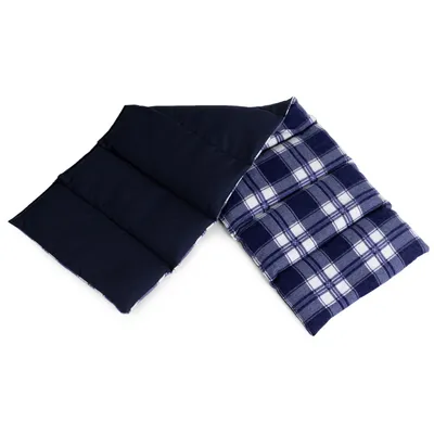 Produktbild von Kirschkernkissen 75x20cm groß 8-Kammer. Wärmekissen, Körnerkissen XL (Flanell karo-blau)
