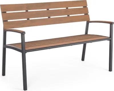 Immagine prodotto di Panchina Isak 123 x 59 x 86 cm Alluminio e legno Seduta Soggiorno Giardino