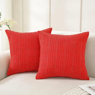 Productafbeelding van Kussensloop, 50x50 cm, ruitpatroon, karmijnrood, set van 2