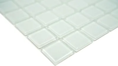 Produktbild von Handmuster Mosaikfliese Transluzent weiß mit grünstich Glasmosaik Crystal BAD WC Küche WAND MOS60-0102_m