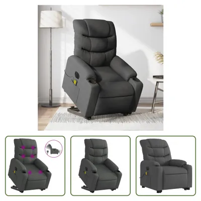 Image de The Living Store Fauteuil de massage électrique avec releveur Gris foncé Tissu