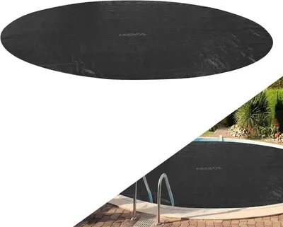 Produktbild von Runde Solarabdeckplane für Pools Ø 3,66 m in Schwarz | Stärke 120 µm | Zuschneidbare Solarfolie | Poolheizung zur Wassererwärmung